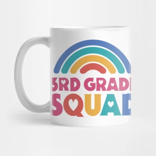 Cute School Teacher 3rd Grade Squad with Retro Rainbow and Hearts Mug